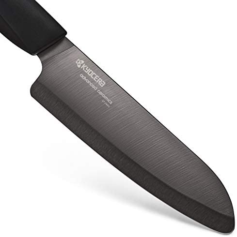 Kyocera Innovation Series Ceramic 6&quot; Chef&#39;s Santoku Knife with Soft Touch Ergonomic Handle, Black Blade, Black Handle - The Finished Room