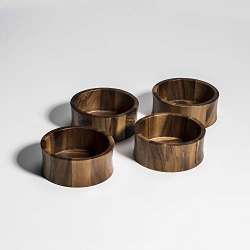 Kalmar Home Acacia Wood Four Individual 6-Inch Curved Salad Bowls - The Finished Room