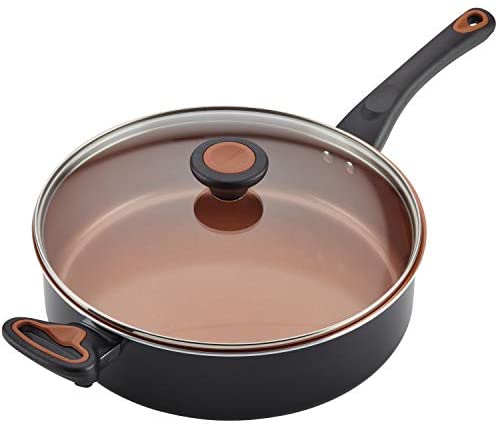 Farberware Glide Ceramic Nonstick Saute Pan / Frying Pan / Fry Pan with Lid and Helper Handle - 4 Quart, Black - The Finished Room