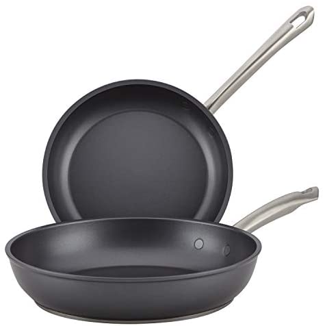 Anolon Accolade Hard Anodized Nonstick Fry Pan Skillet Set, 10 Inch and 12 Inch, Gray - The Finished Room