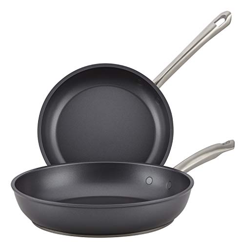 Anolon Accolade Hard Anodized Nonstick Fry Pan Skillet Set, 10 Inch and 12 Inch, Gray - The Finished Room