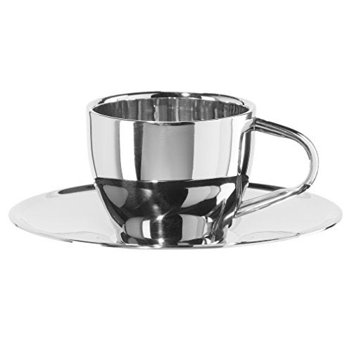 Oggi Twin Wall Espresso Cup, 4-Ounce, Stainless Steel - The Finished Room