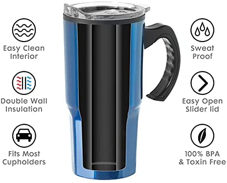 Oggi HEX Stainless Steel Travel Mug, 18-Ounce, Silver - The Finished Room
