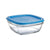 Duralex Made In France Lys Square Bowl with Lid (Set of 6), 3.25 quart, Clear/Blue - The Finished Room