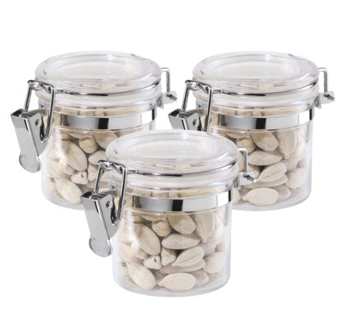 Oggi 3-Piece Mini Clear Acrylic Canisters with Locking Clamp - The Finished Room