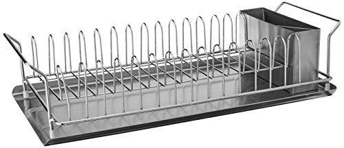 Oggi 3-Piece Dish Drain Set with Stainless Steel Utensil Caddy &amp; Drip Tray. - The Finished Room