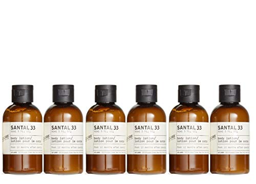 Le Labo Santal 33 Body Lotion - Set of 6, 3 Ounce Bottles - 18 Fluid Ounces Total Plus Amenity Pouch - The Finished Room