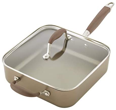 Anolon Advanced Hard Anodized Nonstick Saute Square Fry Pan with Helper Handle, 4 Quart, Light Brown - The Finished Room