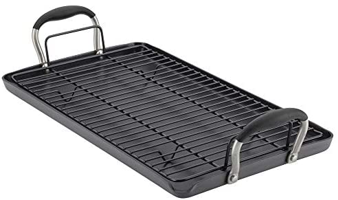 Anolon Advanced Home Hard-Anodized Nonstick Double Burner Griddle, 10-Inch x 18-Inch, Onyx - The Finished Room