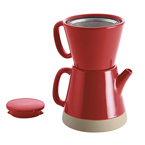 Rachael Ray Ceramic Pour-Over Coffee Set, 5-Cup, Red - The Finished Room