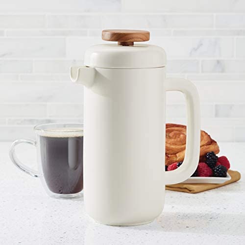 BonJour Coffee &amp; Tea Ceramic French Press Coffee Maker, 8-Demitasse-Cup, Matte White - The Finished Room