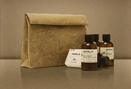 Le Labo Santal 33 Amenity Set of Shower Gel, Shampoo, Conditioner, Lotion, Soap &amp; Cosmetic Pouch - Set of 5 Toiletries Plus Pouch - The Finished Room