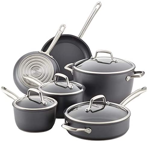 Anolon Accolade Hard-Anodized Pots and Pans Set/Cookware Set, 10-Piece, Moonstone - The Finished Room