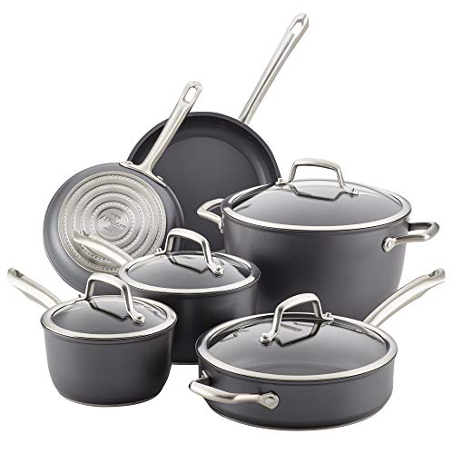 Anolon Accolade Hard-Anodized Pots and Pans Set/Cookware Set, 10-Piece, Moonstone - The Finished Room