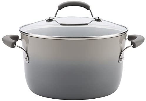 Rachael Ray Brights Nonstick Stock Pot/Stockpot with Lid - 6 Quart, Gray - The Finished Room