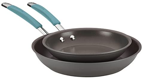 Rachael Ray 87633 Cucina Hard Anodized Nonstick Frying Pan Set / Fry Pan Set / Hard Anodized Skillet Set - 9.25 Inch and 11.5 Inch, Gray - The Finished Room