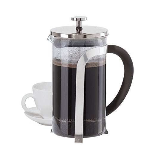 Oggi French Press, 8 Cup, Stainless Steel, Clear - The Finished Room