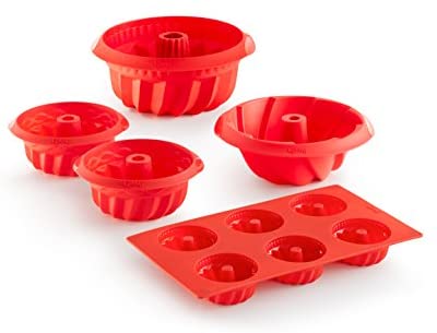 Lekue Double Savarin Bundt pan, Red - The Finished Room