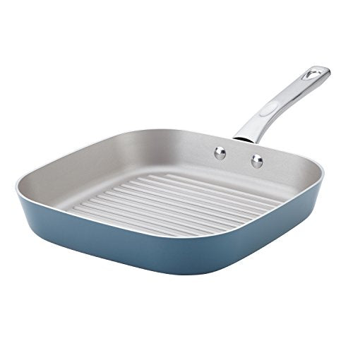 Ayesha Curry Home Collection Nonstick Square Grill Pan / Griddle Pan - 11.25 Inch, Twilight Teal - The Finished Room