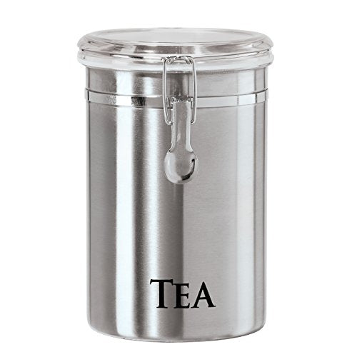 Oggi Tea Canister, 5 x 7.75/6 oz, Stainless Steel - The Finished Room