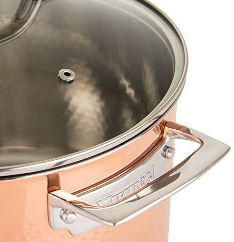 Viking Culinary 3-Ply Stainless Steel Hammered Copper Clad Cookware Set, 10 Piece - The Finished Room