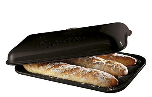 Emile Henry Made In France Baguette Baker, 15.4 x 9.4&quot;&quot;, Charcoal - The Finished Room