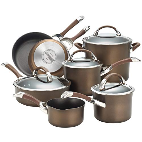 Circulon Symmetry Dishwasher Safe Hard Anodized Nonstick Cookware Pots and Pans Set, 11-Piece, Chocolate - The Finished Room