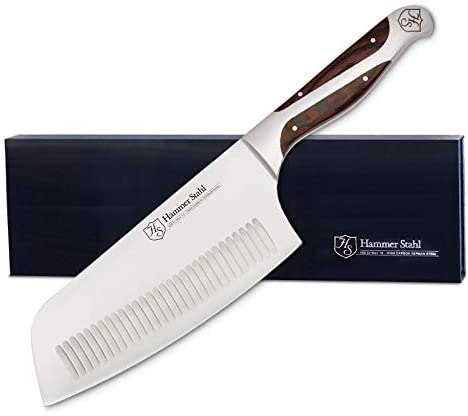Hammer Stahl 7-Inch Vegetable Cleaver - Professional Chopping Knife - German Forged High Carbon Steel - Ergonomic Quad-Tang Pakkawood Handle - The Finished Room