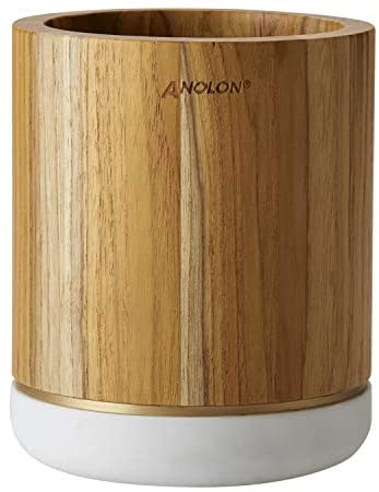 Anolon Teakwood and Marble Cooking Utensils Kitchen Tool Crock, 5.5 Inch, Brown - The Finished Room
