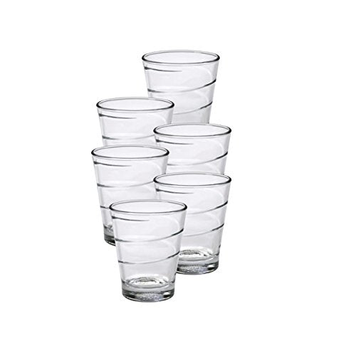 Duralex Made in France Spiral Glass Tumbler Drinking Glasses, 7.38 ounce - Set of 6, Clear - The Finished Room