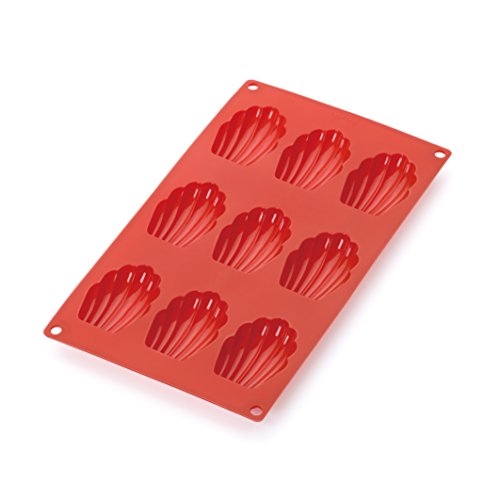 Lekue 9 Cavities Madeleines Multi Cavity Baking Mold, Red - The Finished Room