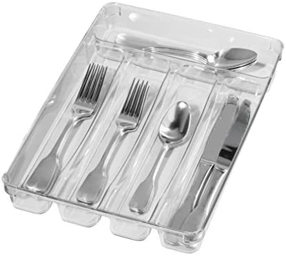 Oggi Flatware Organizer, 5-Compartment, Clear - The Finished Room