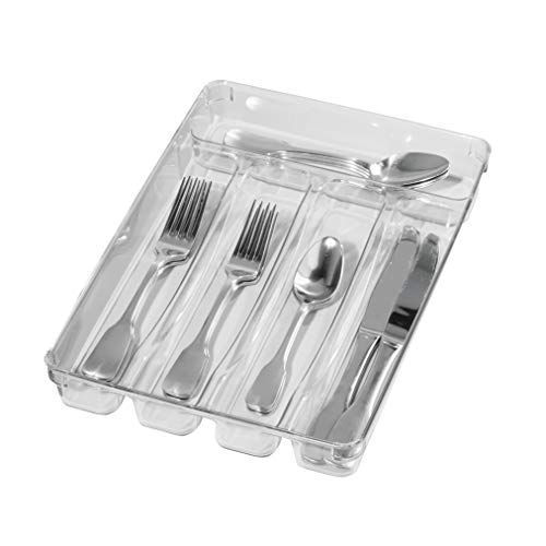 Oggi Flatware Organizer, 5-Compartment, Clear - The Finished Room