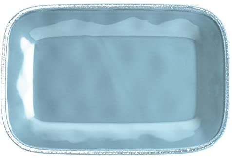 Rachael Ray Cucina Dinnerware 8-Inch x 12-Inch Stoneware Rectangular Platter, Agave Blue - - The Finished Room