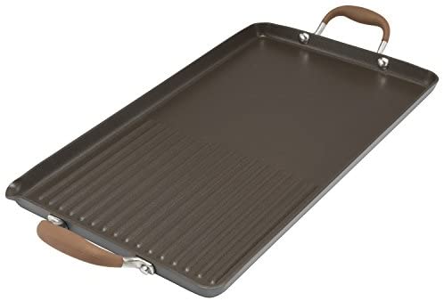 Anolon Advanced Hard Anodized Nonstick Double-Burner Griddle/ Grill Pan with Spout - 10 Inch x 18 Inch, Bronze - The Finished Room