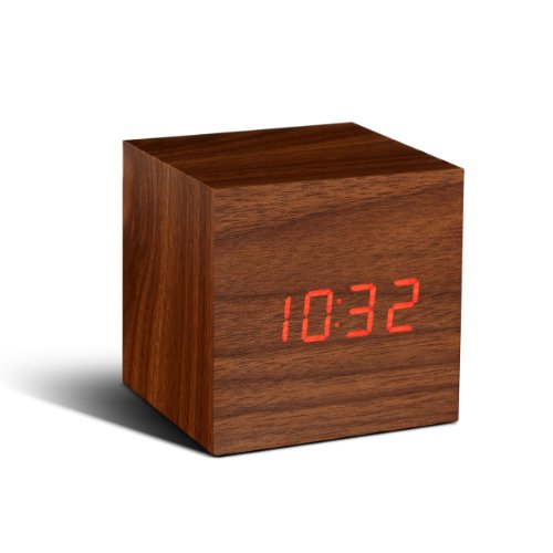 Gingko Cube Click Clock 2.5&quot; x 2.5&quot; Time/Date/Temp Ash/ Green LED Alarm Clock - The Finished Room