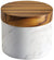 Anolon Pantryware Marble Salt Cellar with Teak Lid / Marble Salt Box with Teak Lid - 5.25 Ounce , White - The Finished Room