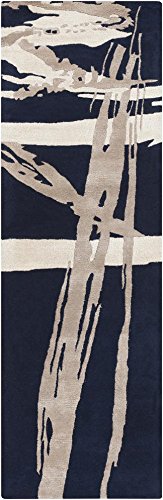 Surya Hand Tufted Modern Rug, 2-Feet 6-Inch by 8-Feet, Navy/Ivory/Taupe - The Finished Room
