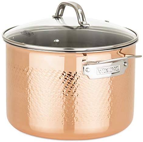 Viking Culinary 3-Ply Stainless Steel Hammered Copper Clad Cookware Set, 10 Piece - The Finished Room