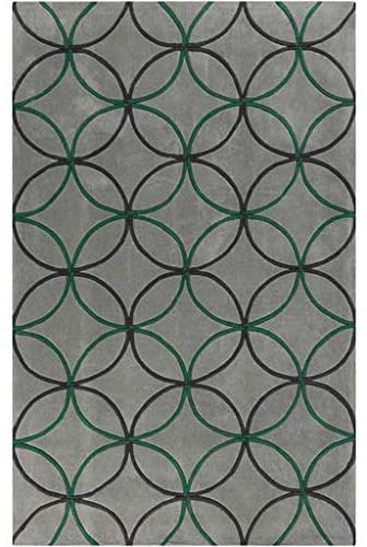 Surya Cosmopolitan COS-9196 Hand Tufted 100% Polyester Geometric Area Rug - Color (Pantone TPX): Emerald/Kelly Green(18-5338),Light Gray(15-4101),Charcoal(18-0000) (9&#39; x 13&#39;) - The Finished R