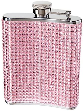 Oggi 9248.1 Glitter and Glitz Stainless Steel Hip Flask, White - The Finished Room