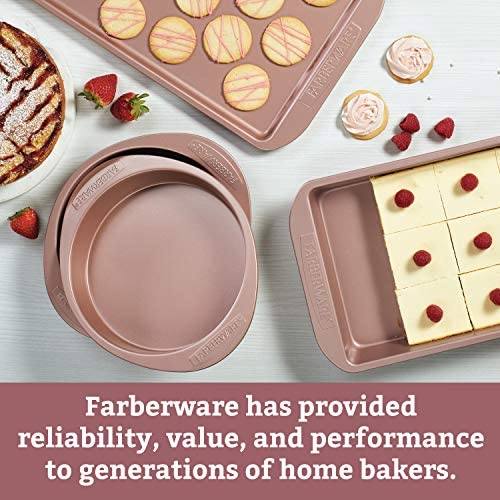 Farberware Baking Nonstick Cake Pan, Rectangle, 9 Inch x 13 Inch, Red Rose Gold - The Finished Room