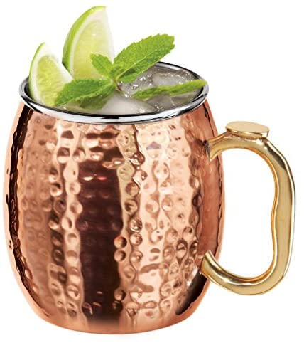 Oggi Moscow Hammered Copper Plated Mule Mug with EZ-Grip Handle, 18-Ounce - The Finished Room