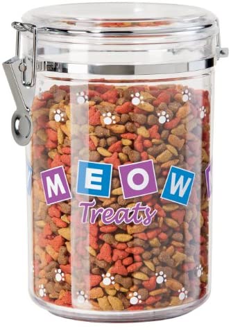 Oggi Acrylic Treat Canister with Meow Treats Design - The Finished Room