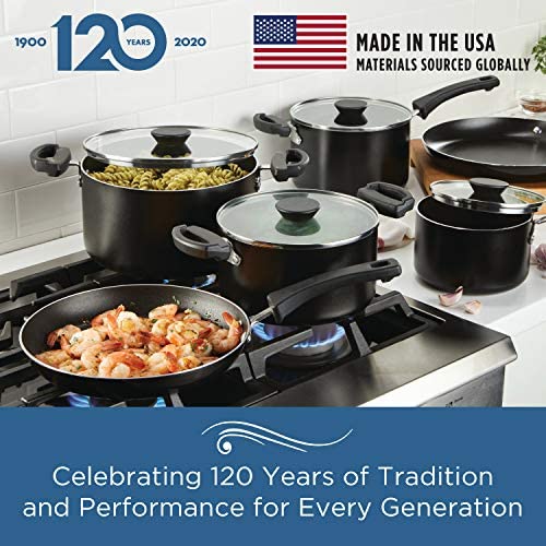 Farberware Neat Nest Space Saving Nonstick Cookware Pots and Pans Set/Dishwasher Safe, Made in The USA, 10 Piece, Black - The Finished Room
