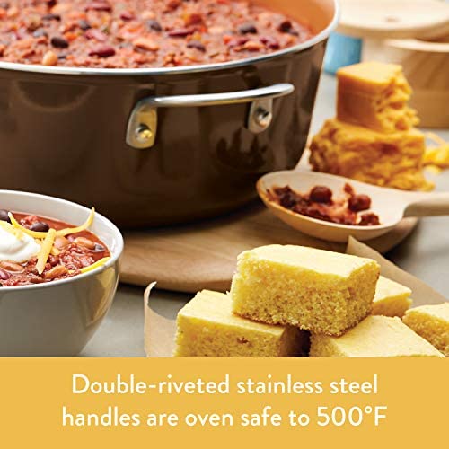 Ayesha Curry Home Collection Nonstick Sauce Pan/Saucepan with Lid, 3 Quart, Brown - The Finished Room