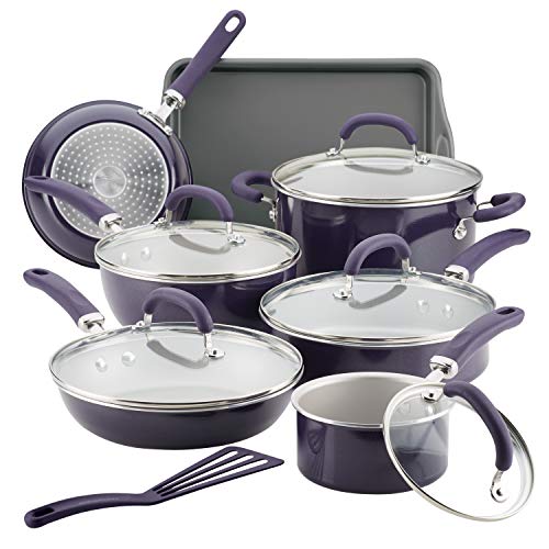 Rachael Ray Create Delicious Nonstick Cookware Pots and Pans Set, 13 Piece, Teal Shimmer - The Finished Room