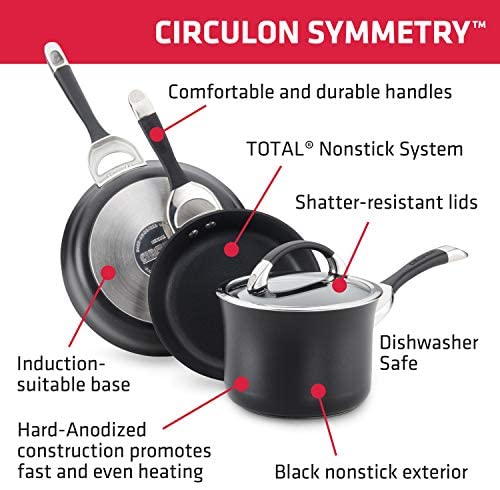 Circulon Symmetry Hard Anodized Nonstick Wok / Stir Fry Pan - 9.5 Inch, Red - The Finished Room