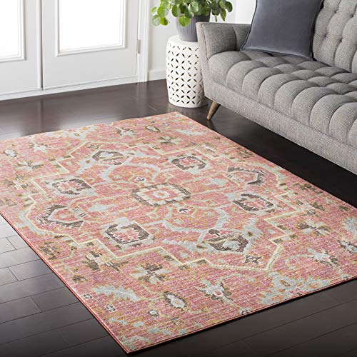 Germaine Pale Pink and Pale Blue Updated Traditional Area Rug 2&#39; x 3&#39; - The Finished Room
