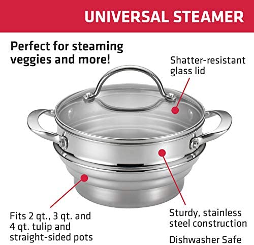 Anolon Classic Stainless Steel Steamer Insert with Lid, Silver - The Finished Room